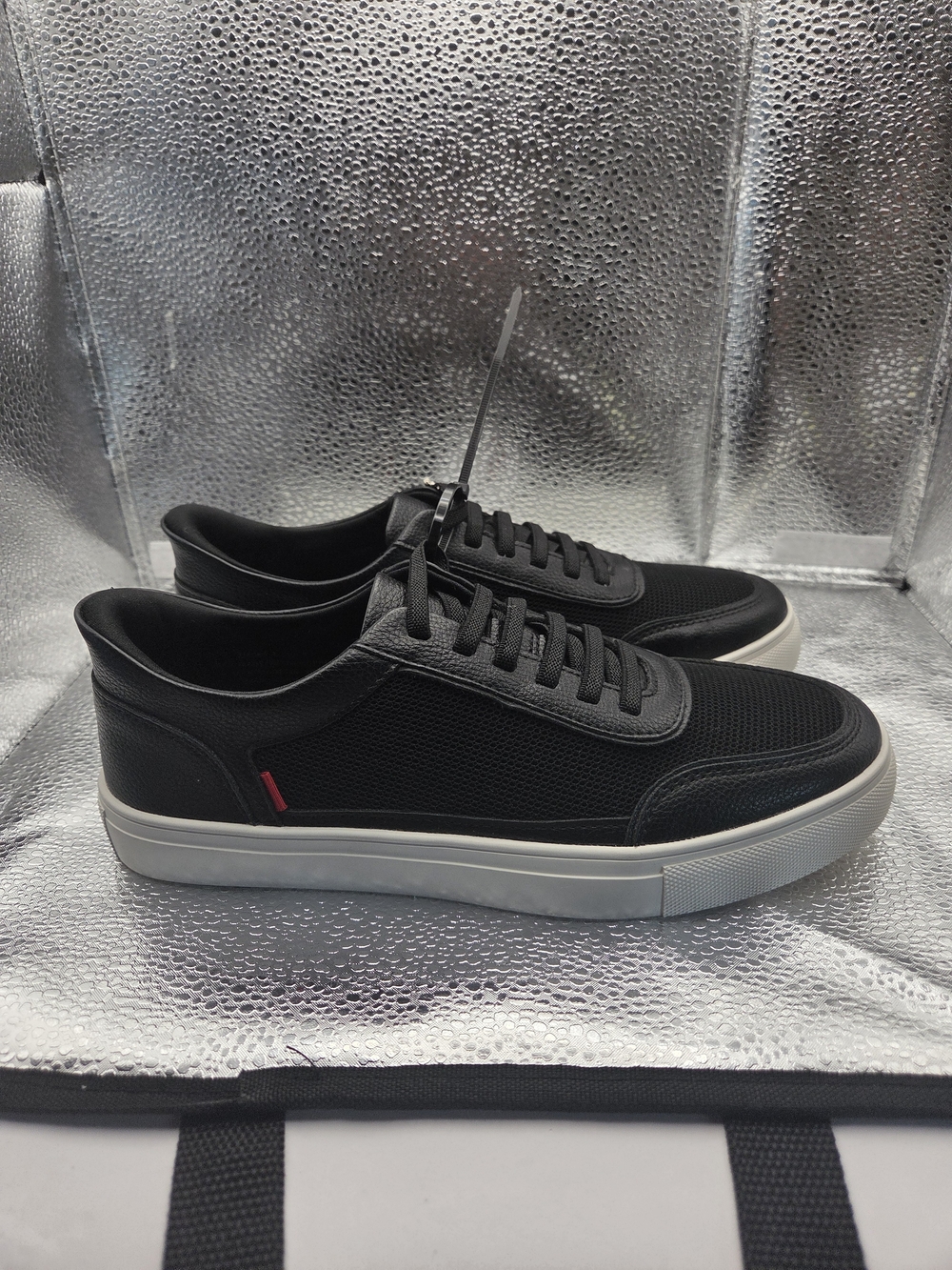 Marc Joseph Men's Black Low-Top Sneakers with White Sole